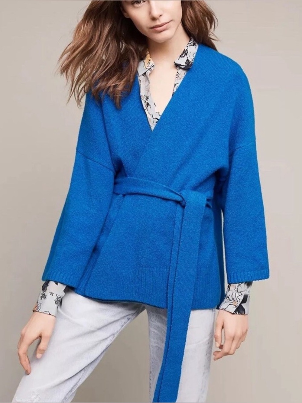 Sleeping on Snow Belted Cardigan Royal blue Size L